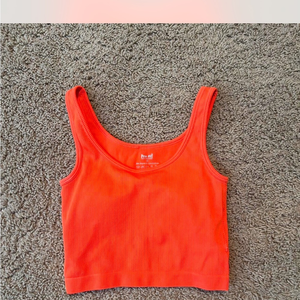 Vibrant Orange Fitted Crop Workout Tank